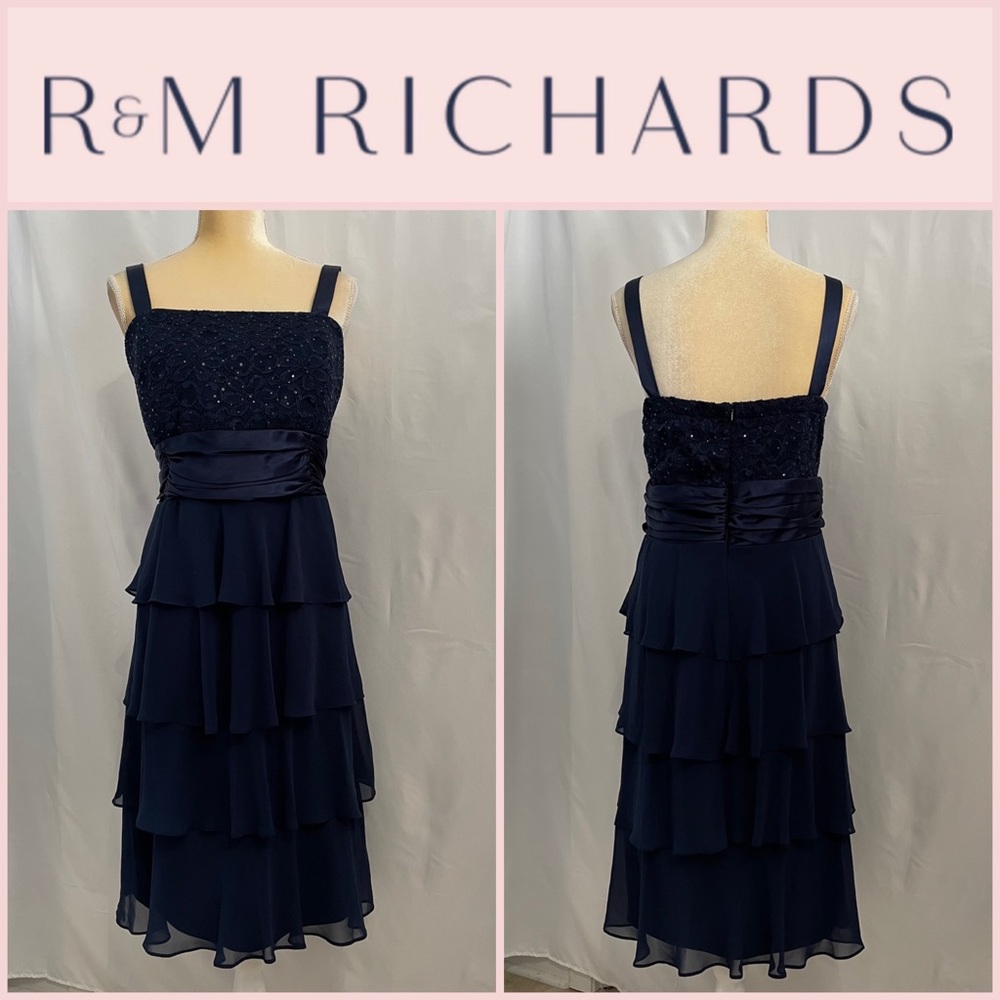 R&M Richards navy blue sequins cocktail party dress.  Size 18W